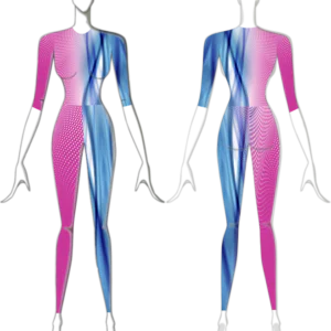 Macacão para Tecido Acrobático Fluido Rosa e Azul