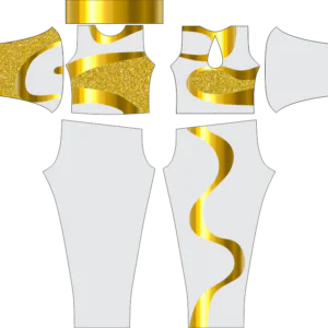 Macacão para Tecido Acrobático Faixas Ouro